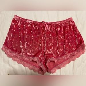 Pink velvet pajama shorts